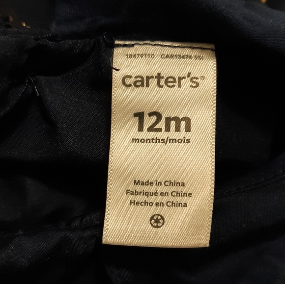 Carters 12 month navy blue baby dress with gold medallion details all over. - Picture 3 of 3